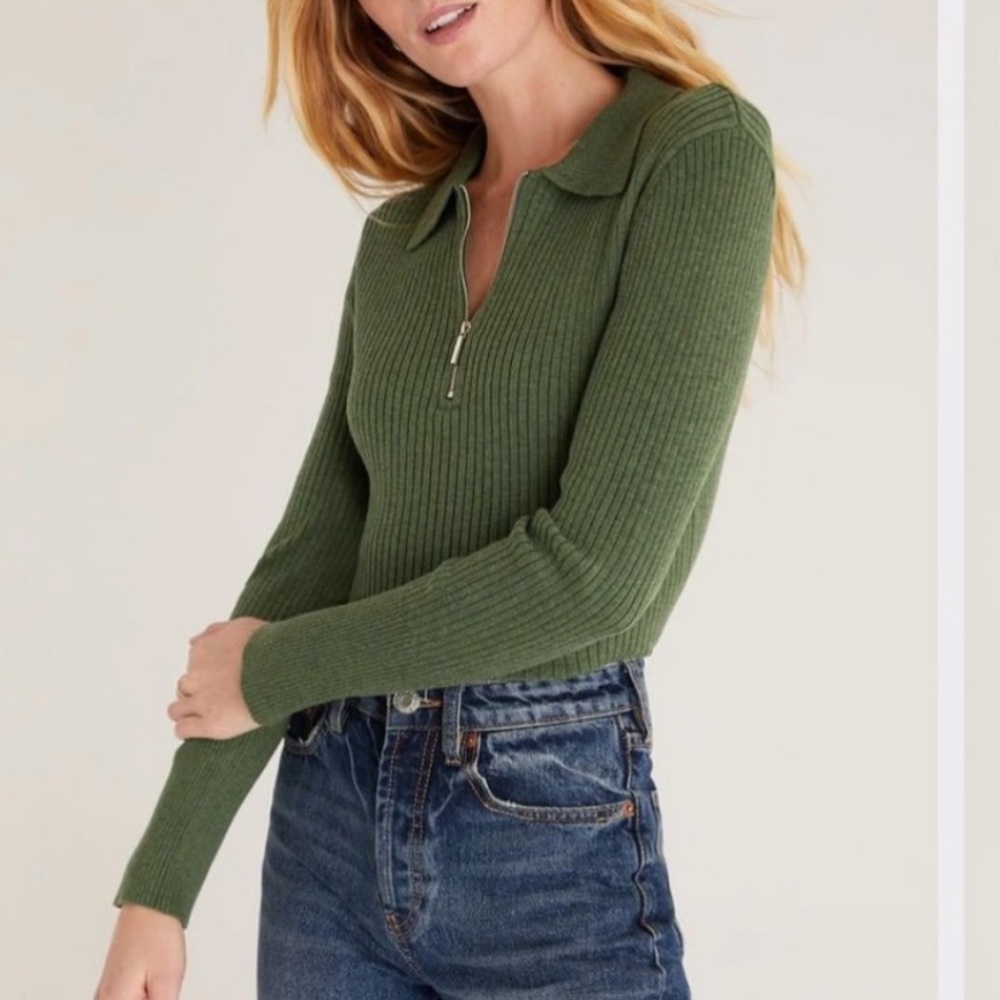 Z Supply Green Zip Henley